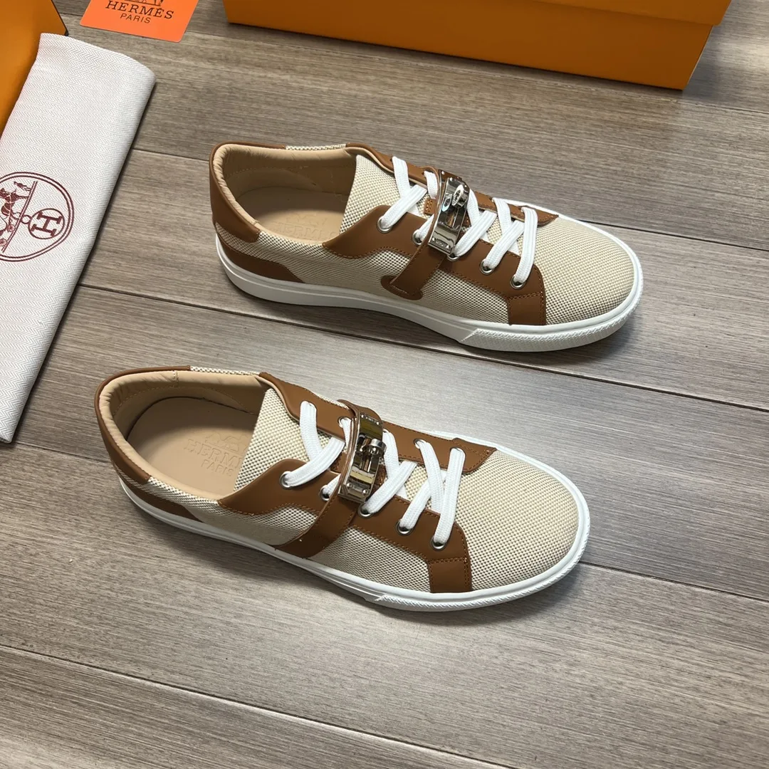 Hermes Casual Sneakers Beige - Image 8