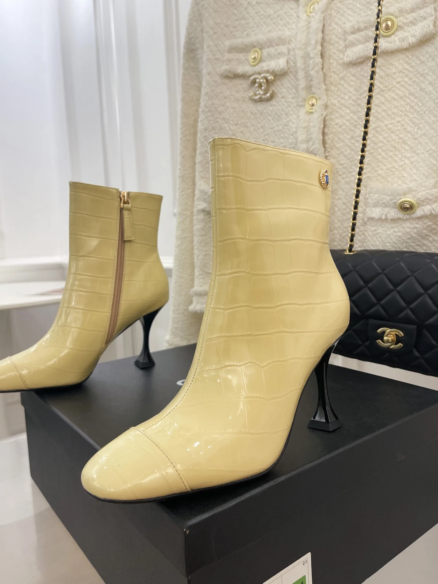 Chanel Women’s Short Boots Beige - Image 9