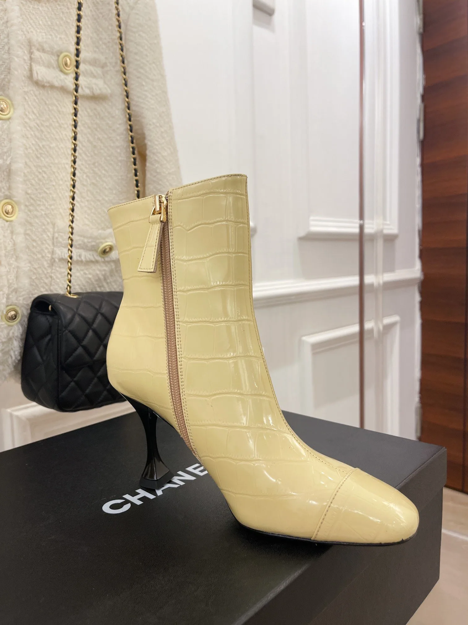 Chanel Women’s Short Boots Beige - Image 3