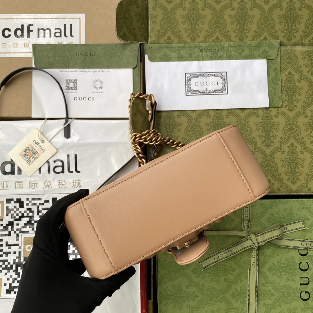 Gucci GG Marmont Mini Top Handle Bag Beige - Image 5