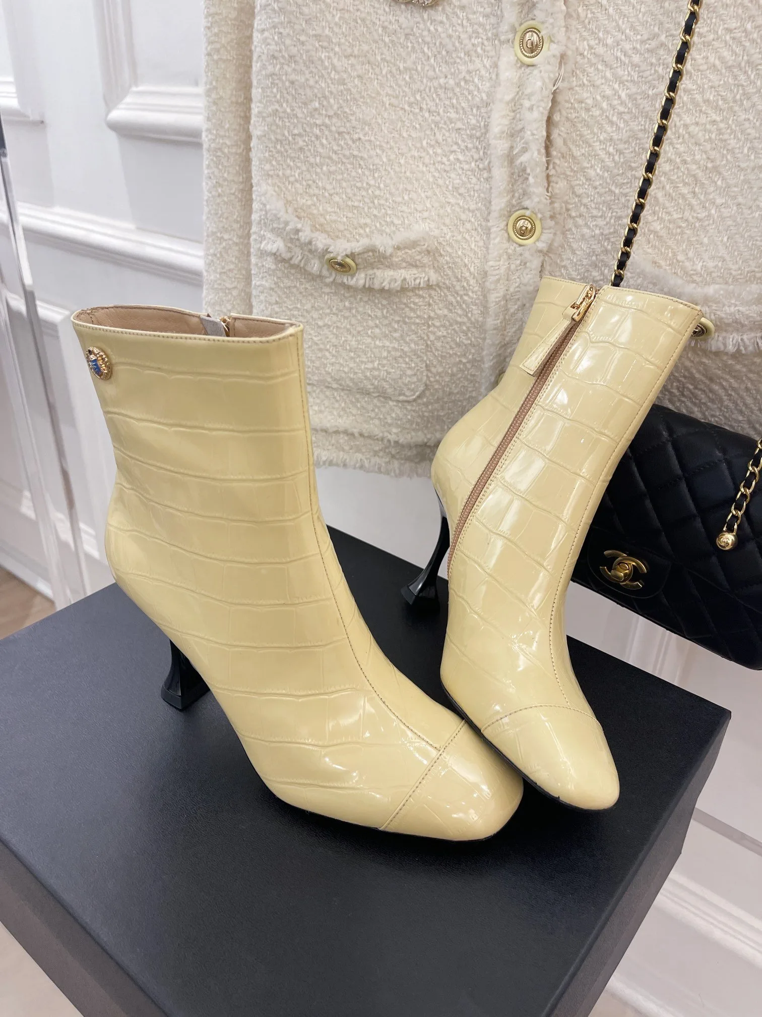 Chanel Women’s Short Boots Beige - Image 2