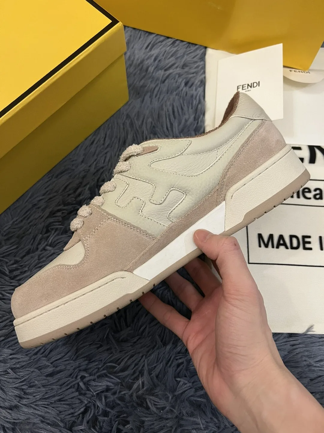 Fendi Match Low Tops Sneakers Beige/Brown 7E1493 - Image 5