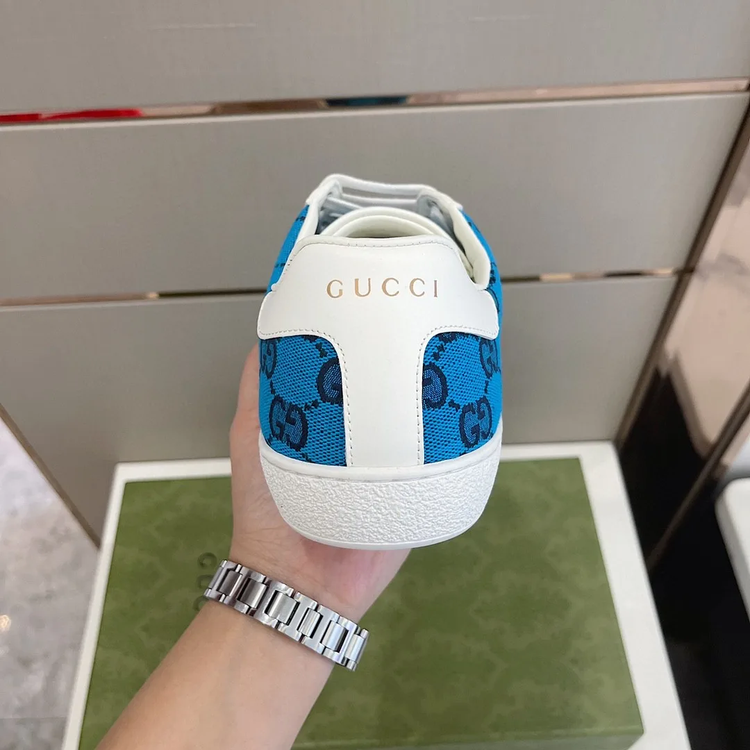 Gucci x Adidas Men’s GG Sneakers Light Blue - Image 5