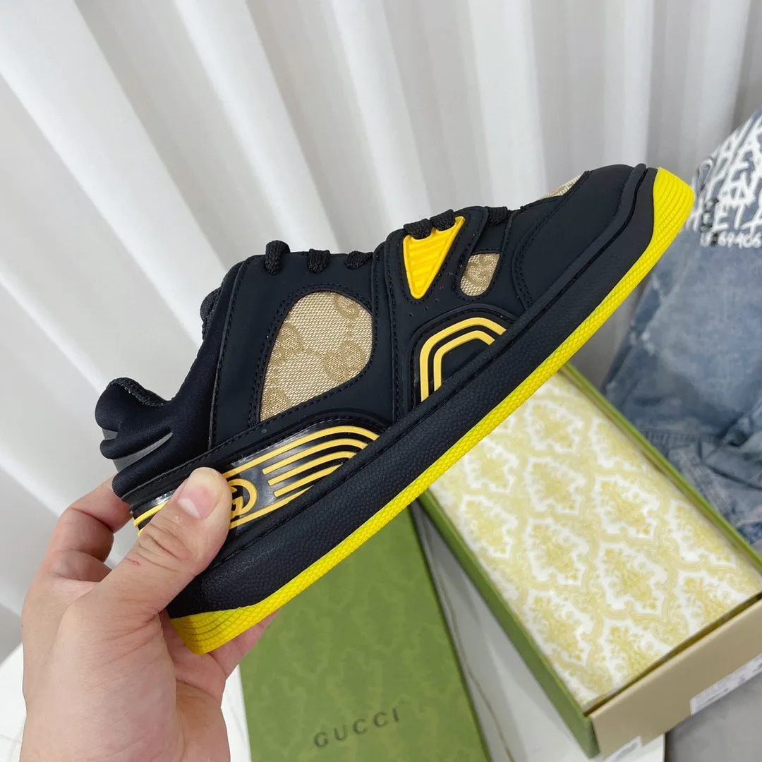 Gucci Mens GG Basket Sneaker Black And Yellow - Image 3