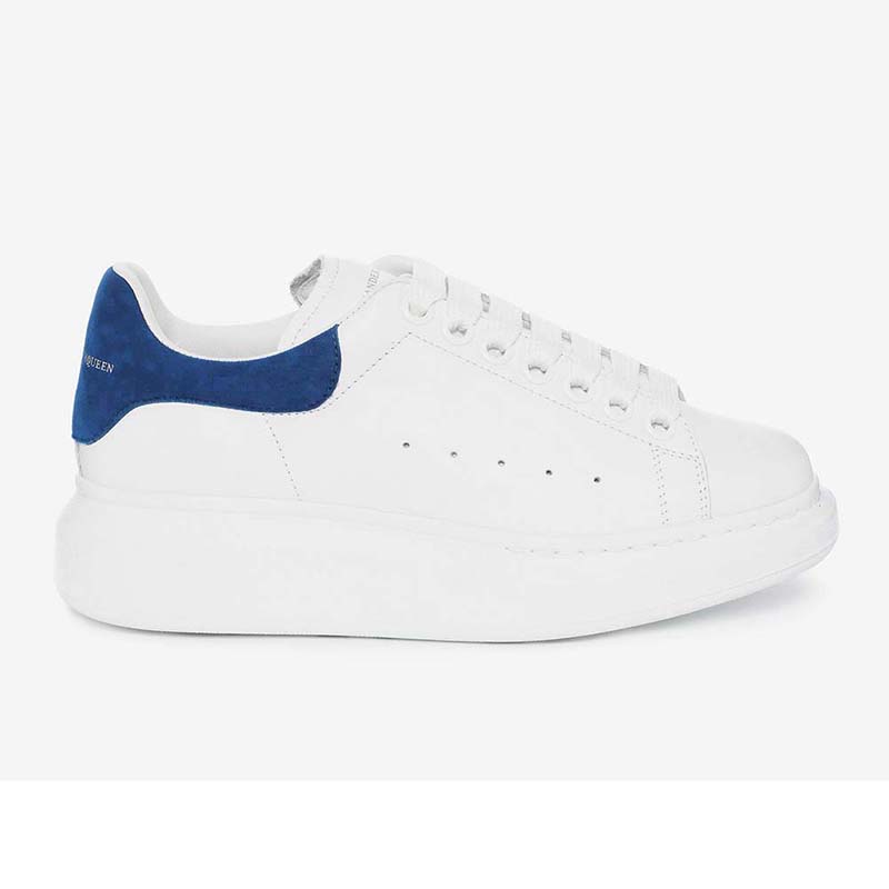 Alexander McQueen Women Oversized Sneaker Shoes-Navy Blue side profile view