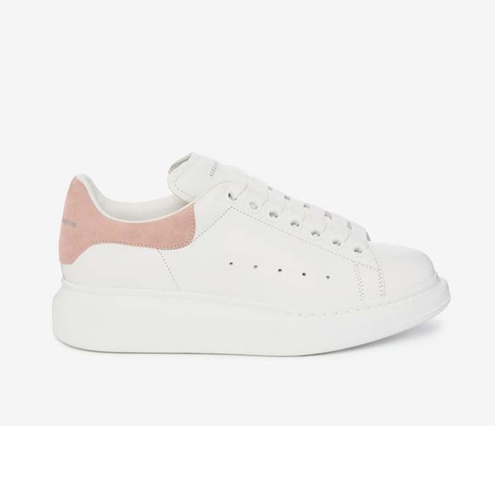 Side profile of Alexander McQueen Women Oversized White Smooth Calf Leather Lace-Up Sneaker