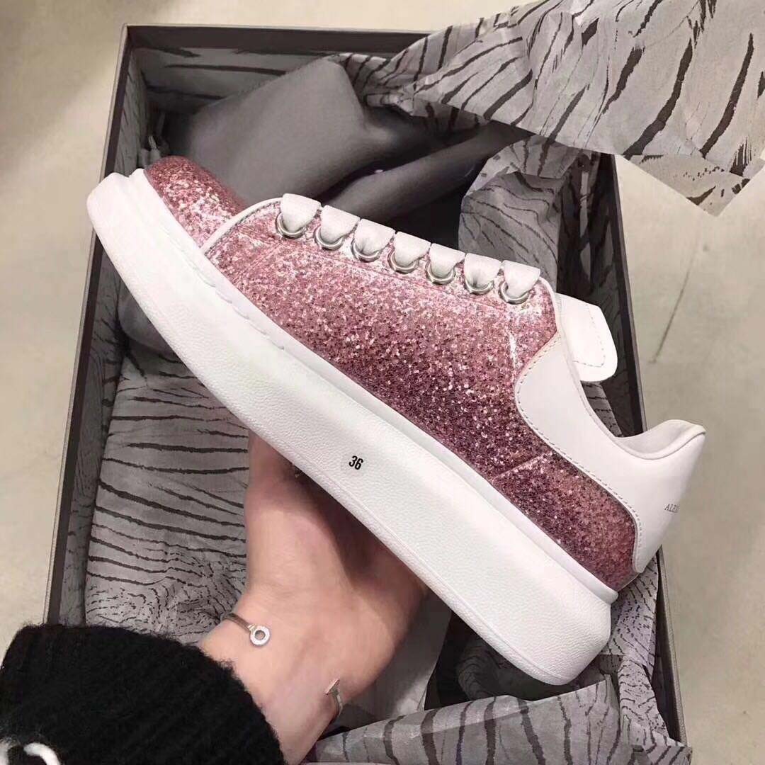 Alexander Mcqueen Women Oversized Sneaker with Glitter Lace-UP Shoes Pink - image 5