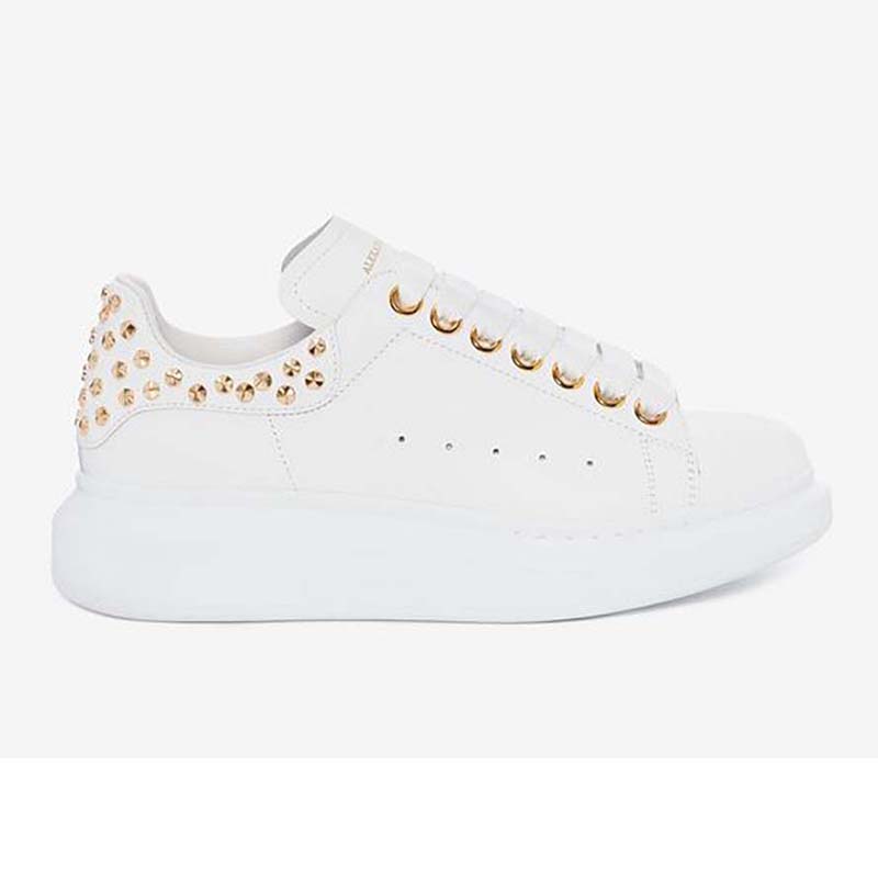 Side profile of Alexander Mcqueen Women Shoes Oversized Sneaker in Calf Leather-White