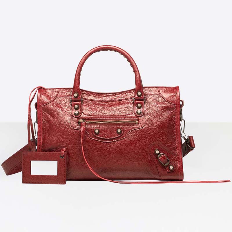 Front view of Balenciaga Classic City Top Handle and Shoulder Bag-Red