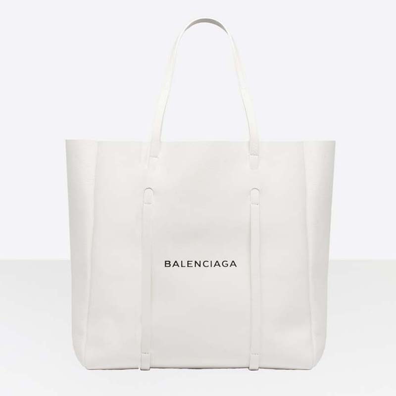 Front view of Balenciaga Everyday Tote M Calfskin with Handles-White