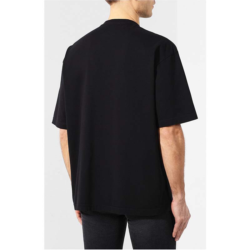 Side angle showing oversized fit of Balenciaga Men BB T-Shirt black
