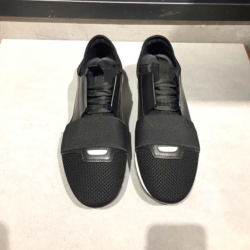 Top view of Balenciaga Men Race Runners Shoes Black highlighting layered construction