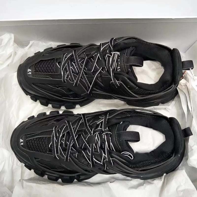 Top view showing tonal laces and logo on Balenciaga Men Shoes Track Trainers