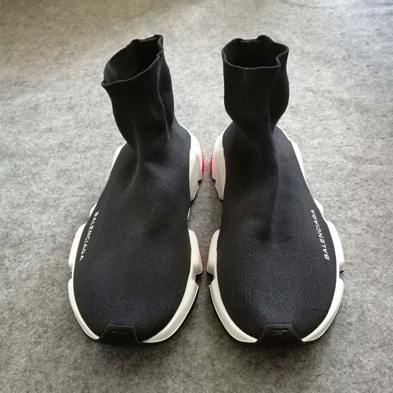 Top angle showing elastic collar on Balenciaga Unisex Shoes Speed Trainers