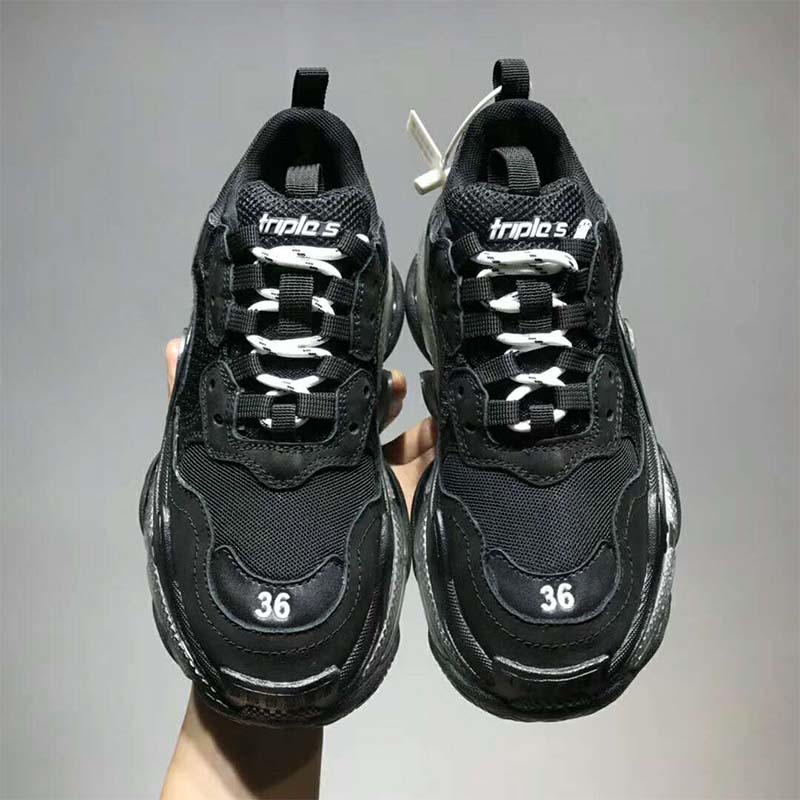 Balenciaga Unisex Shoes Triple S Clear Sole Trainers-Black - image 5