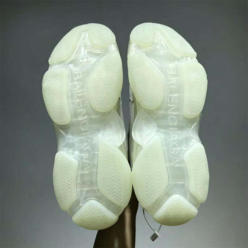Balenciaga Unisex Shoes Triple S Clear Sole Trainers-White - image 8