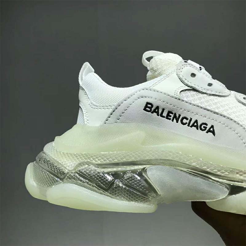 Balenciaga Unisex Shoes Triple S Clear Sole Trainers-White - image 9