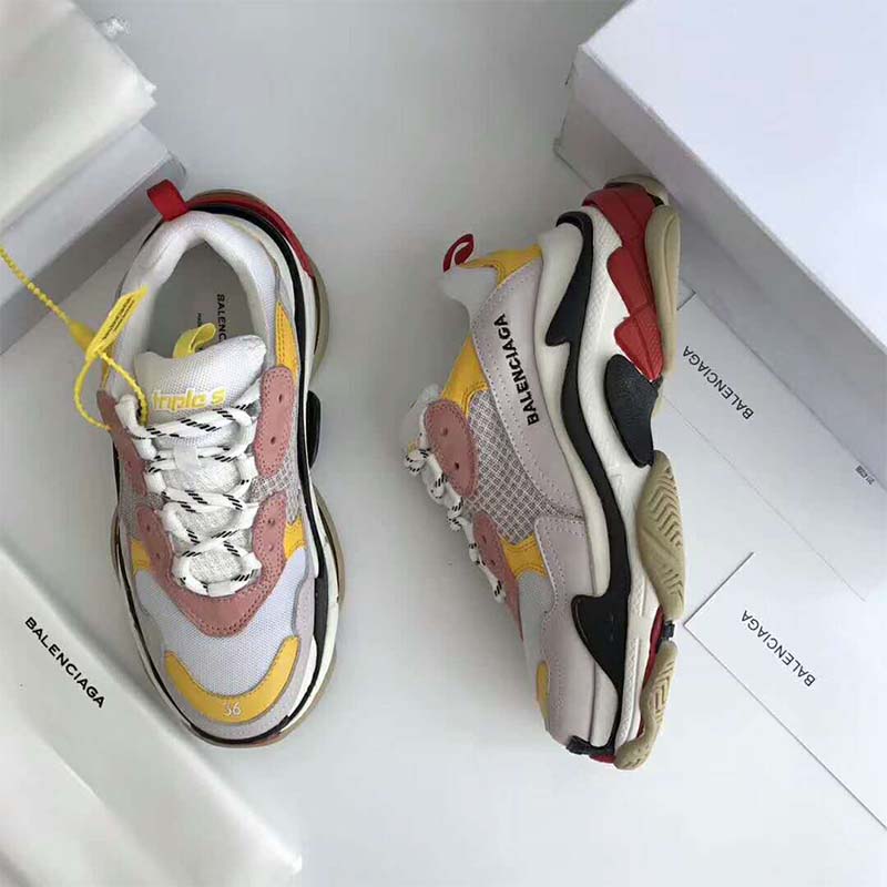 Balenciaga Unisex Shoes Triple S Trainers 10mm Heel-Pink - image 4