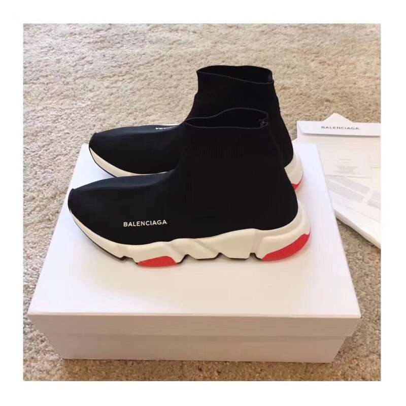 Overhead view showing the sock-like collar of Balenciaga Unisex Speed Trainers