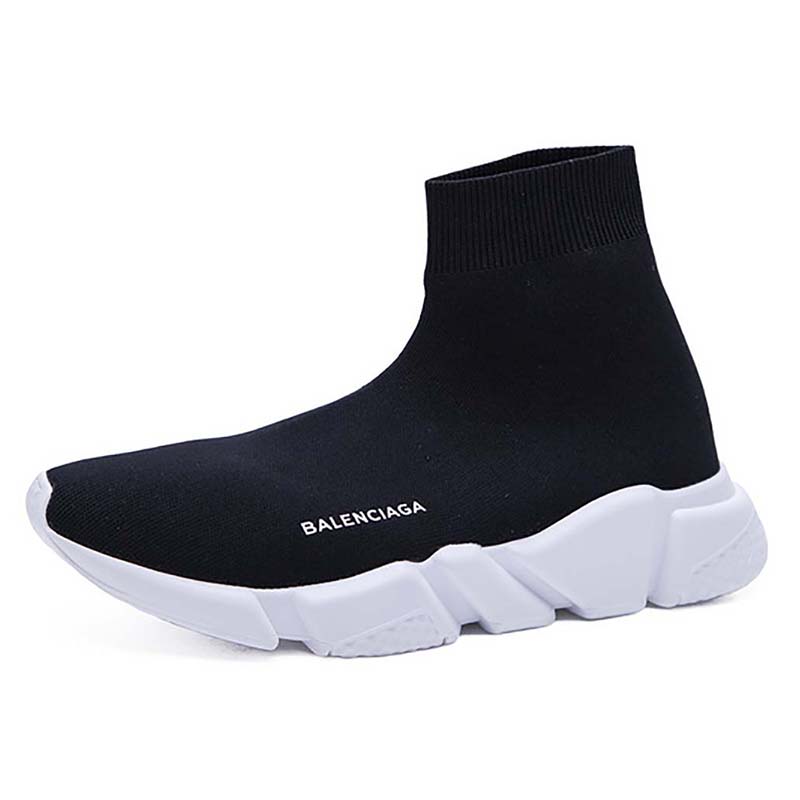 Front angle of Balenciaga Unisex Stretch Mesh High Top Sneakers-Black