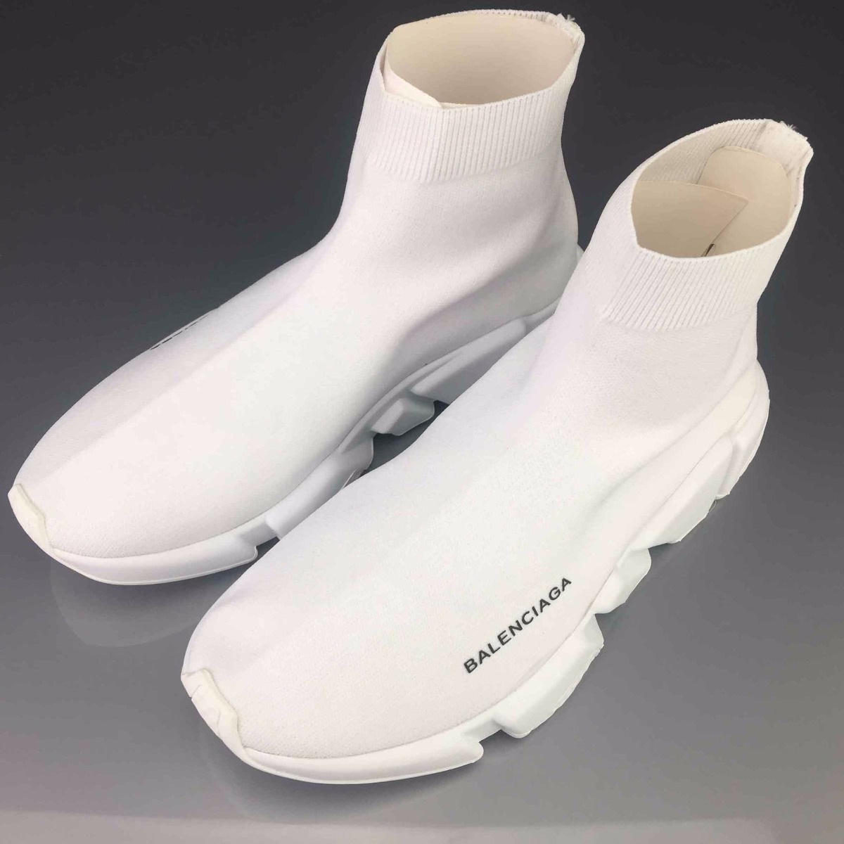 Top view showing high-top silhouette of Balenciaga Unisex Stretch Mesh Sneakers