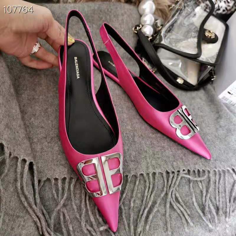 Balenciaga Women BB Flat Slingback Ballerina Satin 5mm Arch-Rose - image 5