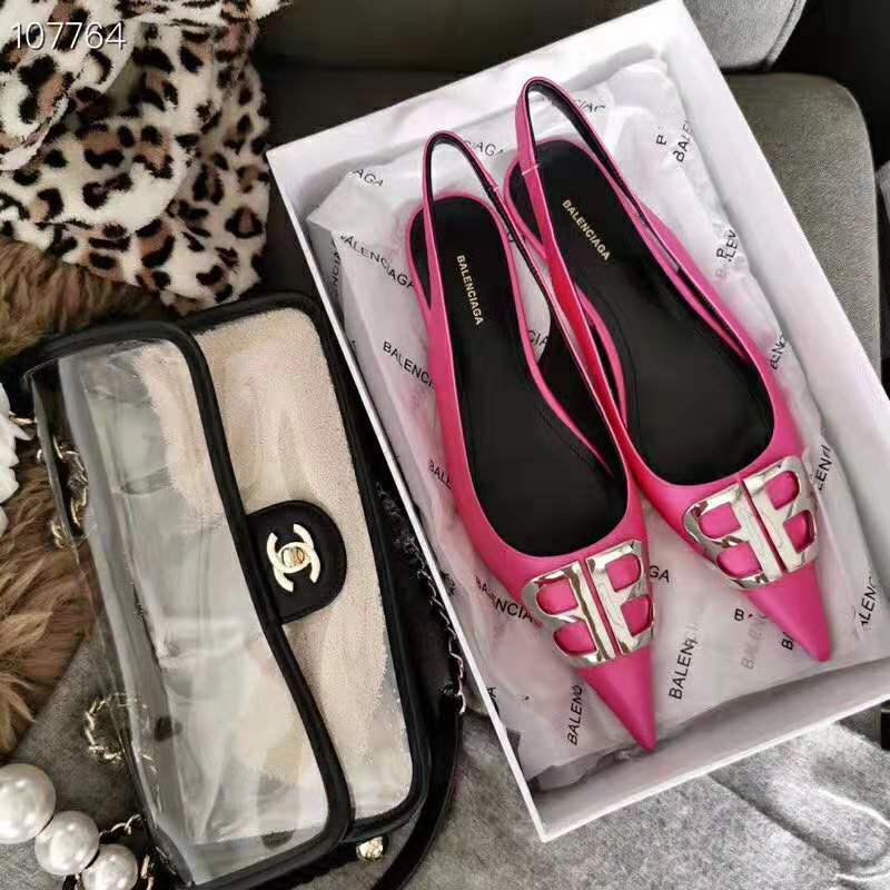 Balenciaga Women BB Flat Slingback Ballerina Satin 5mm Arch-Rose - image 4