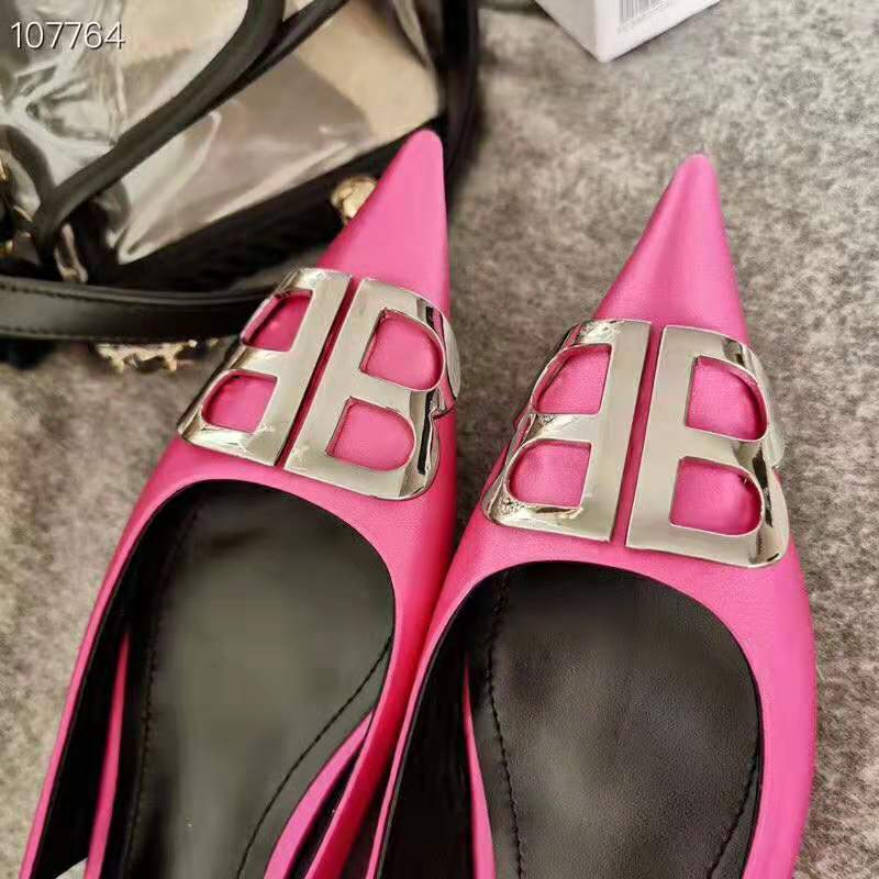 Balenciaga Women BB Flat Slingback Ballerina Satin 5mm Arch-Rose - image 7