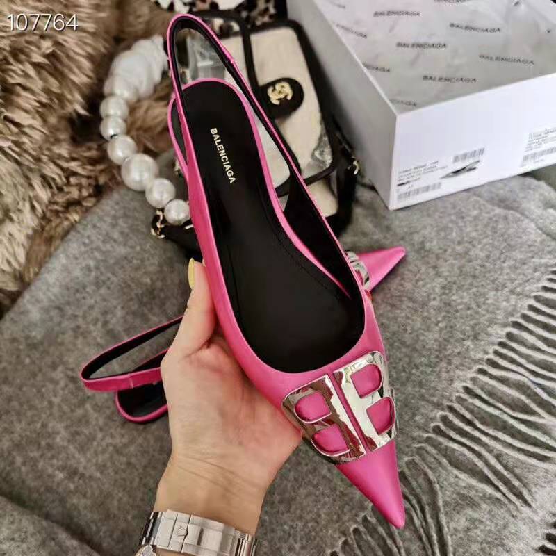 Balenciaga Women BB Flat Slingback Ballerina Satin 5mm Arch-Rose - image 6