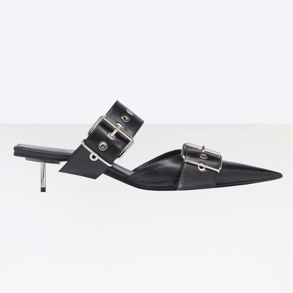 Side view of Balenciaga Women BB Slingback Patent Extreme Pointed Toe Patent Calfskin