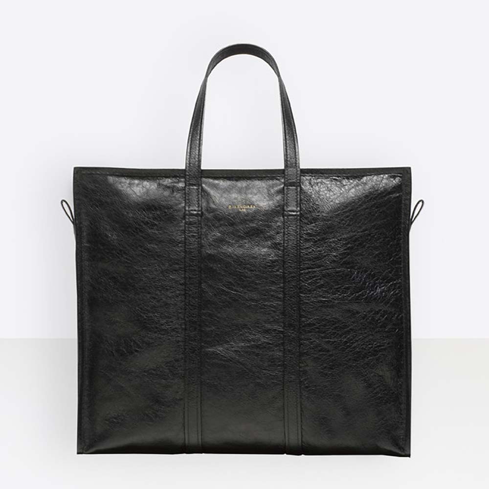 Front view of Balenciaga Women Bazar Large Lambskin Shopping Bag-Black