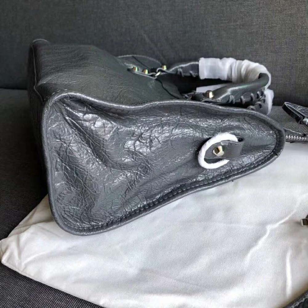 Balenciaga Women Classic Gold City Small Size Lambskin Bag-Grey - image 4