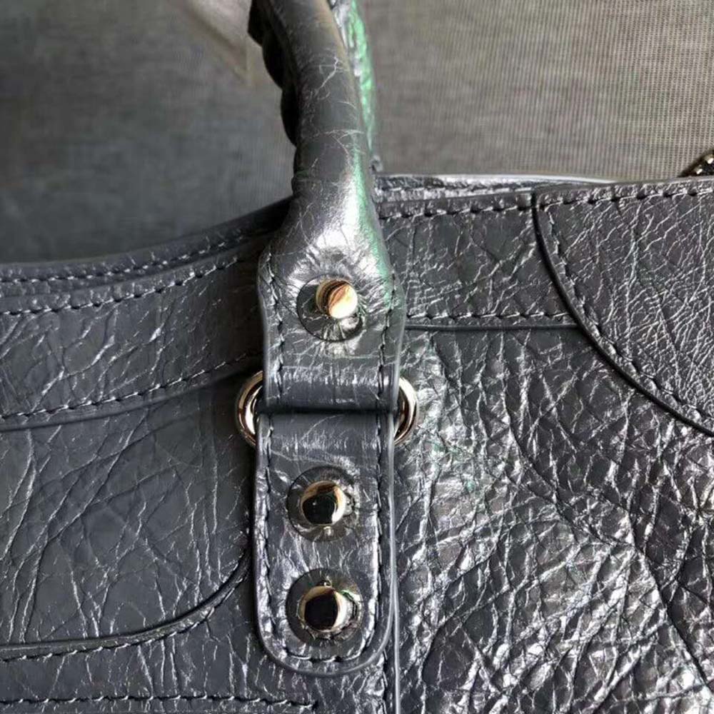 Balenciaga Women Classic Gold City Small Size Lambskin Bag-Grey - image 6