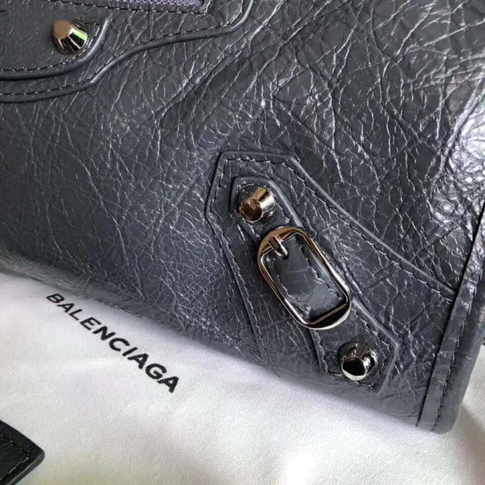 Balenciaga Women Classic Gold City Small Size Lambskin Bag-Grey - image 8