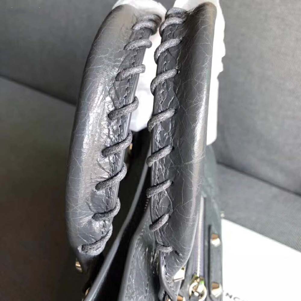 Balenciaga Women Classic Gold City Small Size Lambskin Bag-Grey - image 7