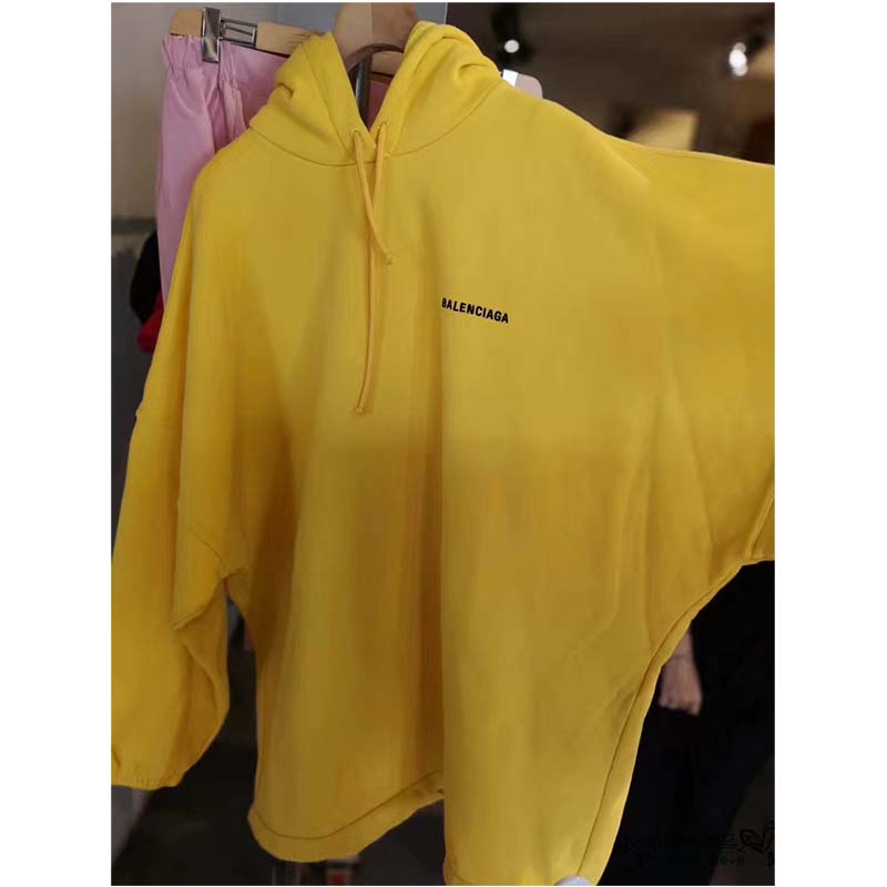 Balenciaga Women Hoodie Cardigan Logo Printed Hooded Sweater-Yellow - image 6