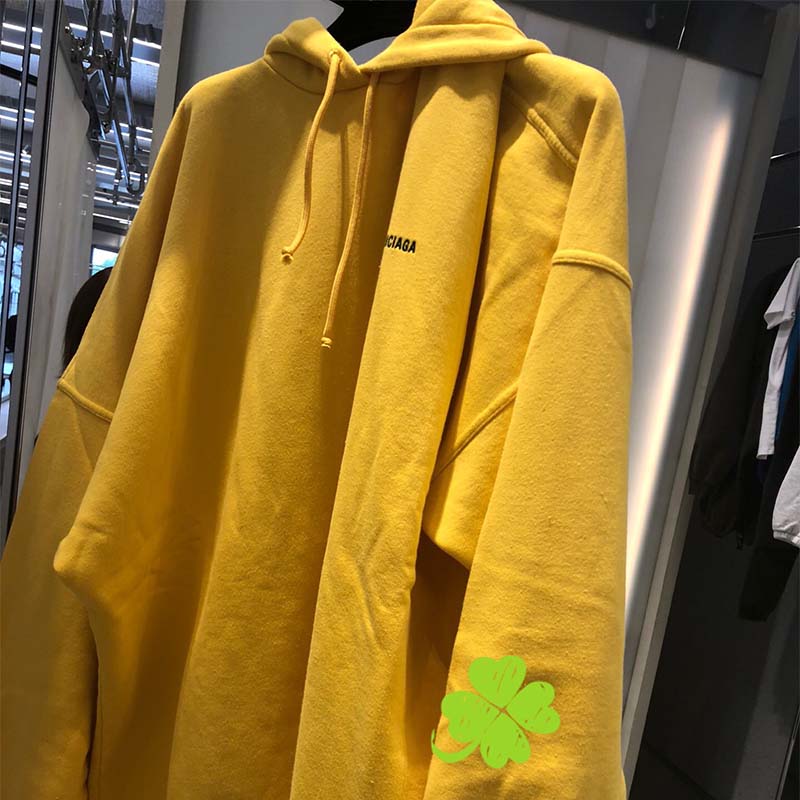 Balenciaga Women Hoodie Cardigan Logo Printed Hooded Sweater-Yellow - image 4