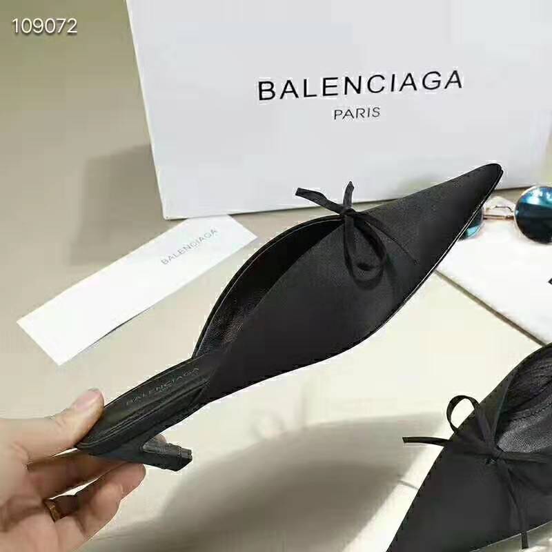 Balenciaga Women Knife Mules Pointed Toe Satin Mules-Black - image 8