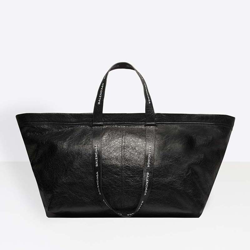 Front view of Balenciaga Women Large Lambskin Shopper Bag with contrasted logo