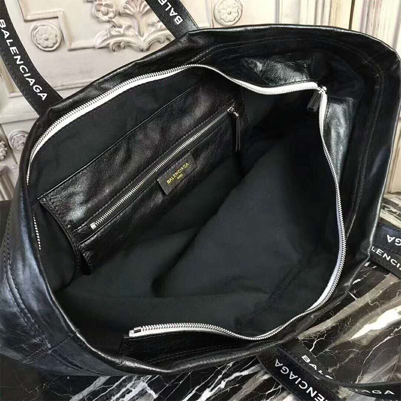 Balenciaga Women Large Lambskin Shopper Bag with Contrasted Logo Printed - image 6