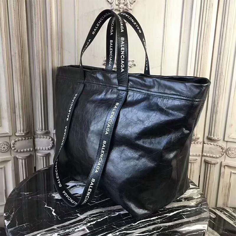 Balenciaga Women Large Lambskin Shopper Bag with Contrasted Logo Printed - image 5