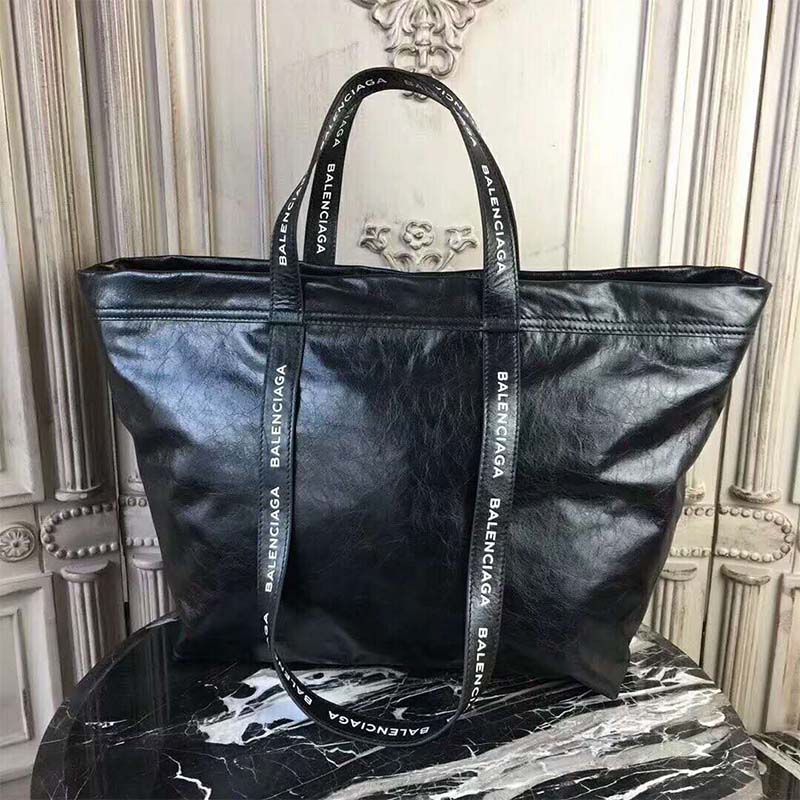 Side angle showing spacious interior of Balenciaga Women Large Lambskin Shopper Bag