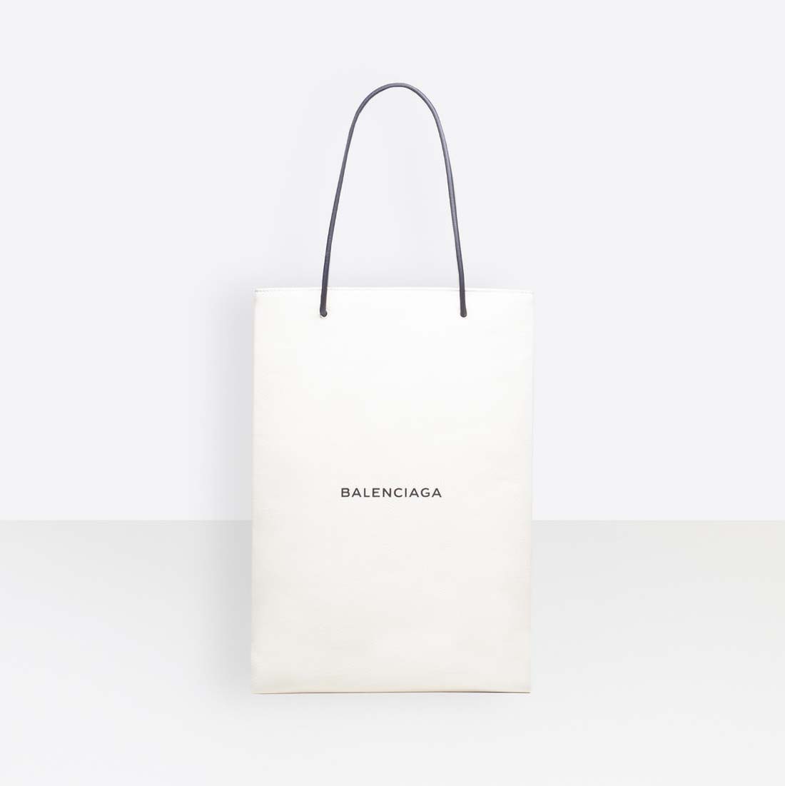 Front angle of Balenciaga Women North-South Calfskin Shopping Bag M-White