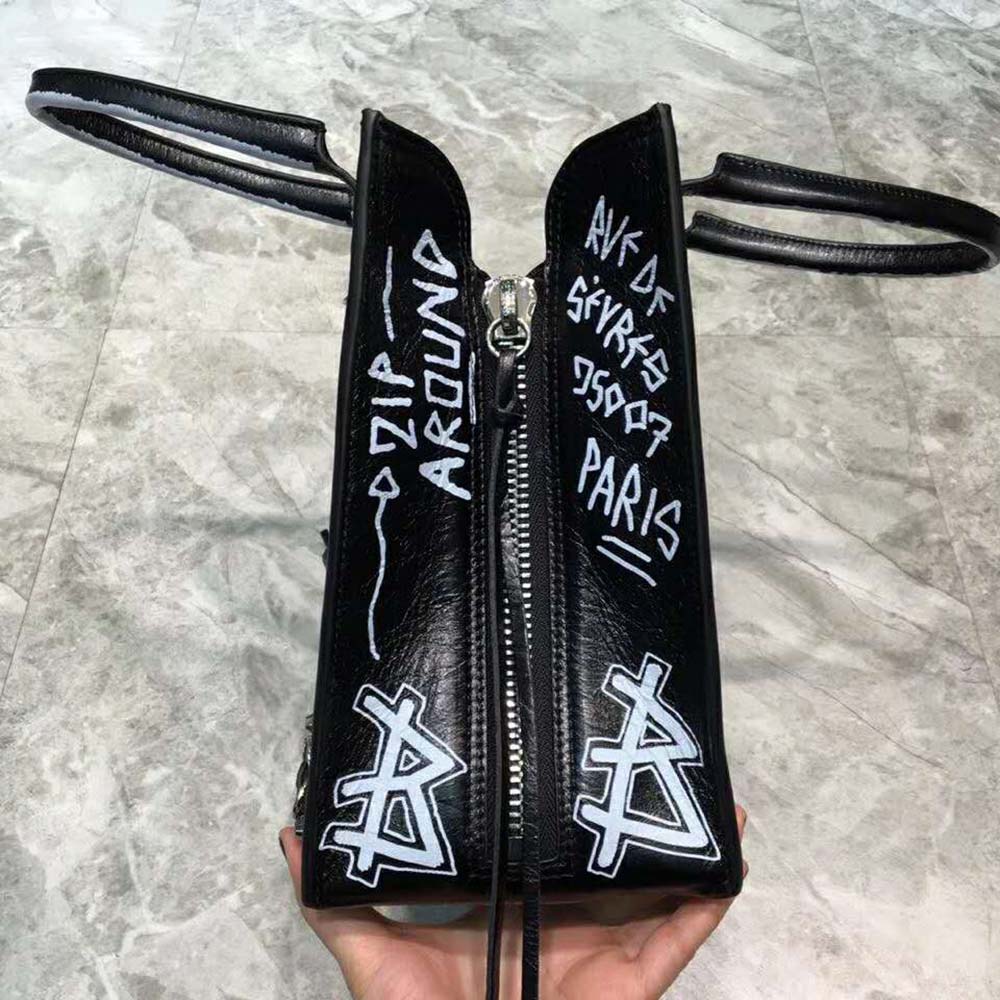 Balenciaga Women Papier A6 Zip Around Graffiti Crossbody Graffiti Print - image 10