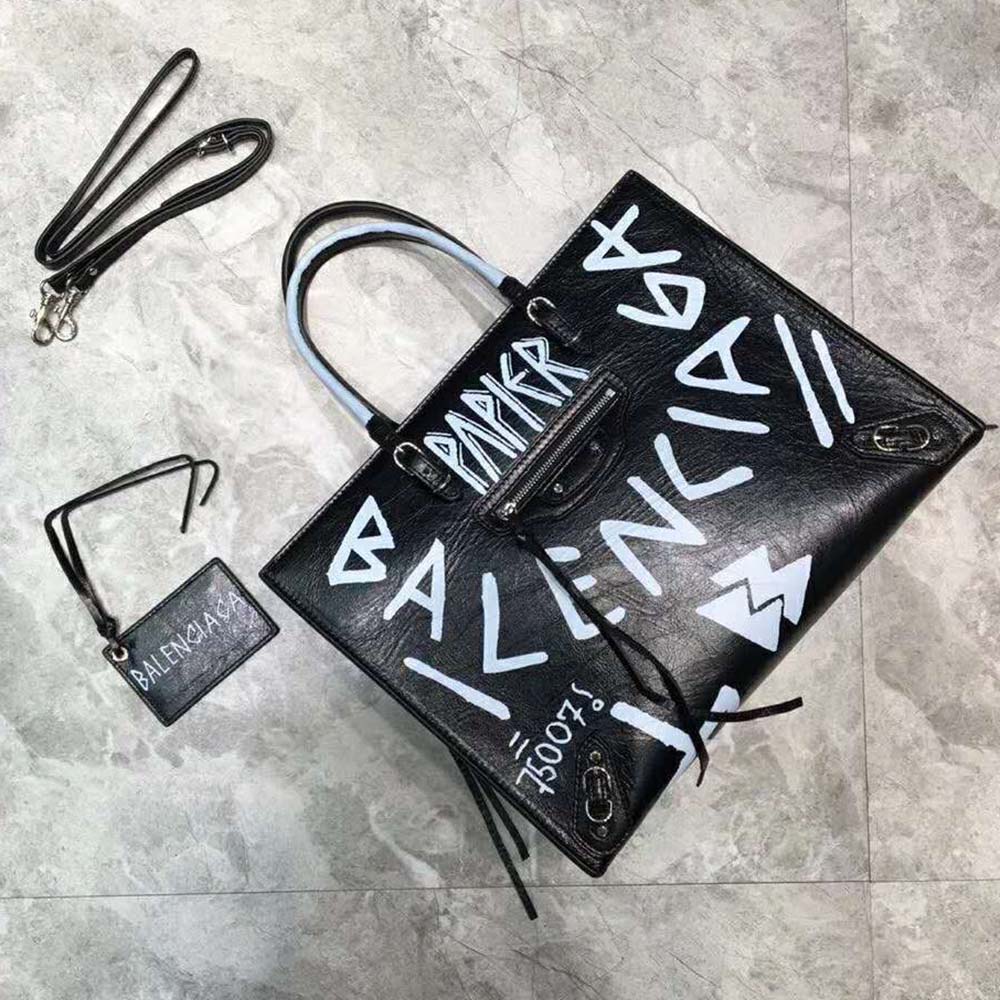 Balenciaga Women Papier A6 Zip Around Graffiti Crossbody Graffiti Print - image 5