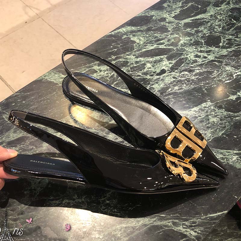 Rear view showcasing adjustable strap on Balenciaga Women Shoes BB Slingback