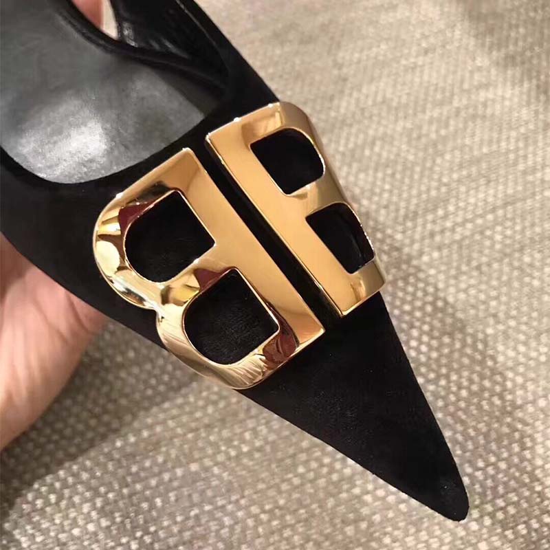 Balenciaga Women Shoes BB Slingback Velvet 5mm Heel-Black - image 5