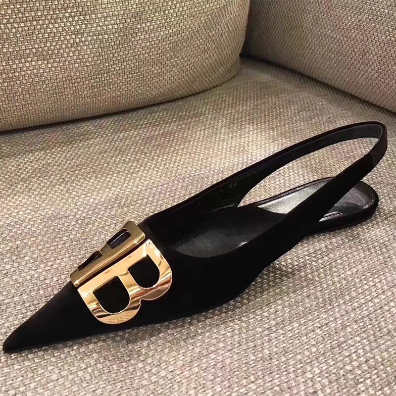 Balenciaga Women Shoes BB Slingback Velvet 5mm Heel-Black - image 4