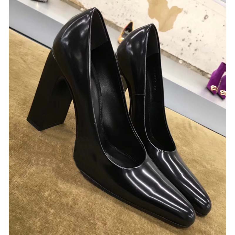 Balenciaga Women Shoes Round Toe Glazed Calfskin Pumps 110mm Heel-Black - image 4