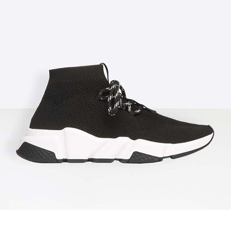 Side view of Balenciaga Women Shoes Speed Trainers 10mm Heel-Black